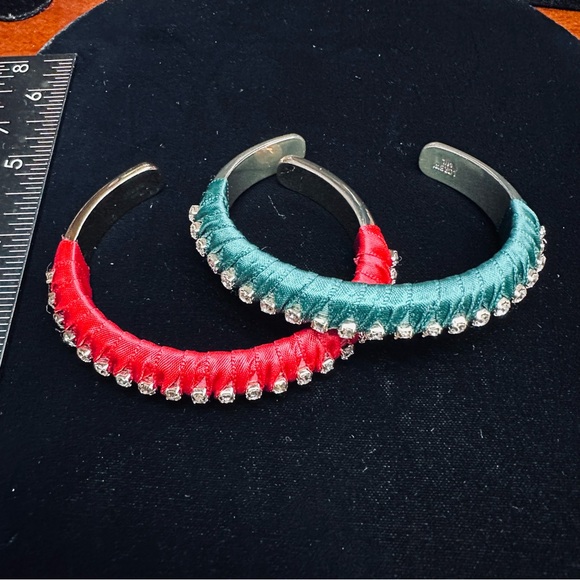 J.Crew - Ribbon Wrapped cubic zirconia studded cuff bracelet, in Red and Gold - Picture 4 of 6